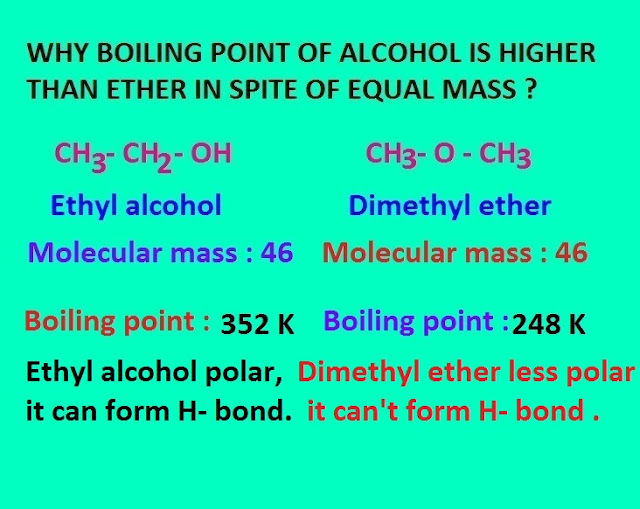 Why boiling point of alcohol is higher than ether and alkane