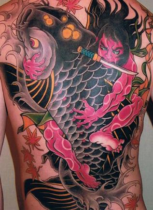 Tattoo oriental - Samurai e carpa 