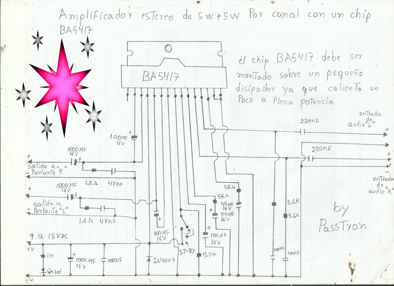 pequeño amplificador estéreo de 5W + 5W por canal por canal con un chip ...