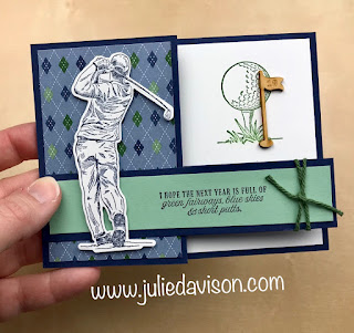 His and Hers Double Z Fold Cards + VIDEO Tutorial ~ Stampin' Up! Country Club Suite ~ Golf Birthday Father's Day Card ~ www.juliedavison.com