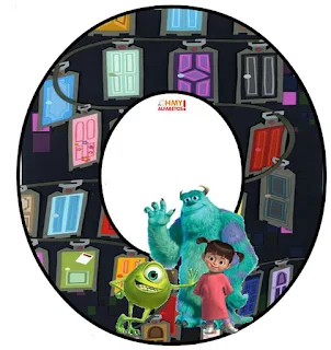 Alfabeto de Mike, Sully y Boo con las Puertas de Monsters S. A. 