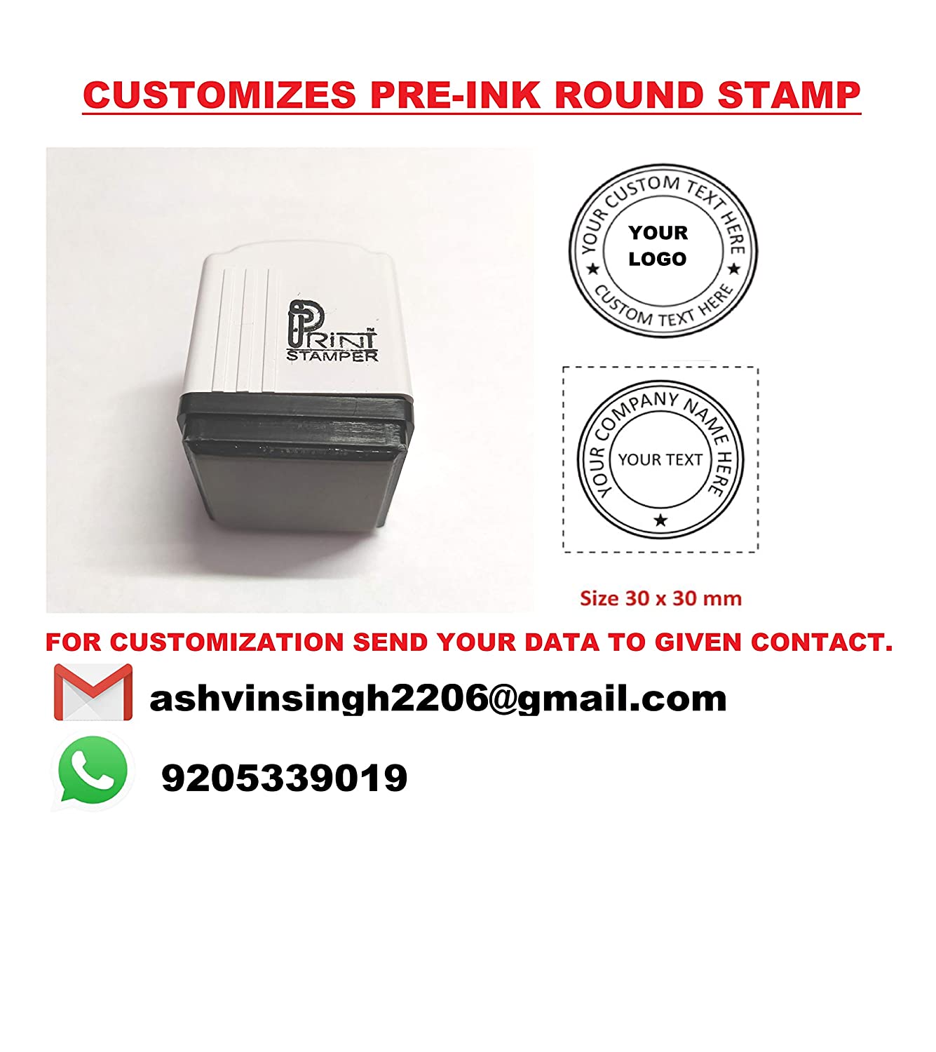 Custom Round Stamps with Print Stamper