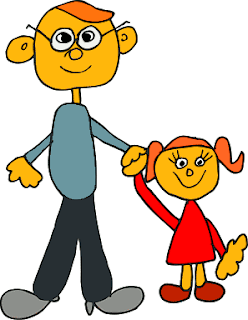 dibujo infantil de papa e hija coloreado