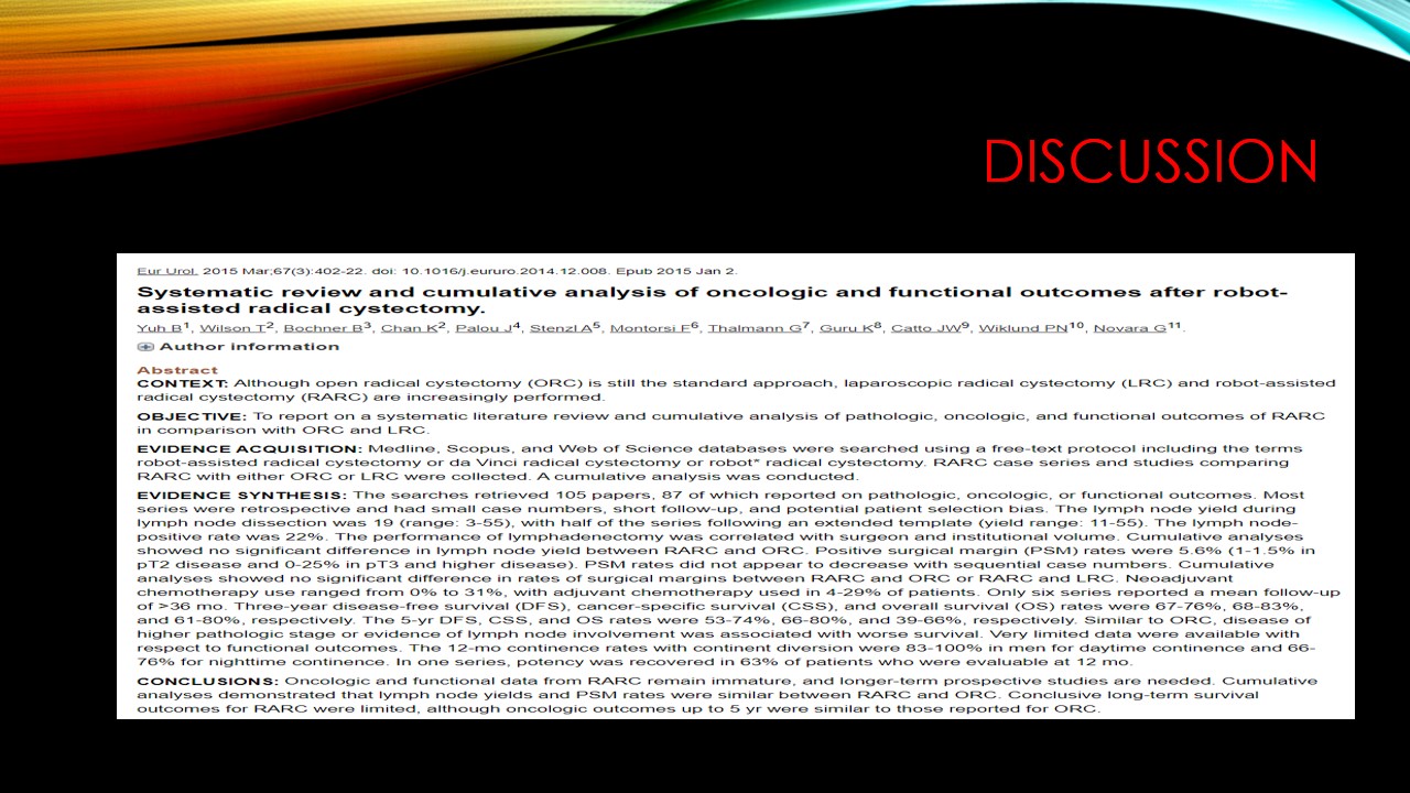 The Family physician Robotassisted radical cystectomy versus open