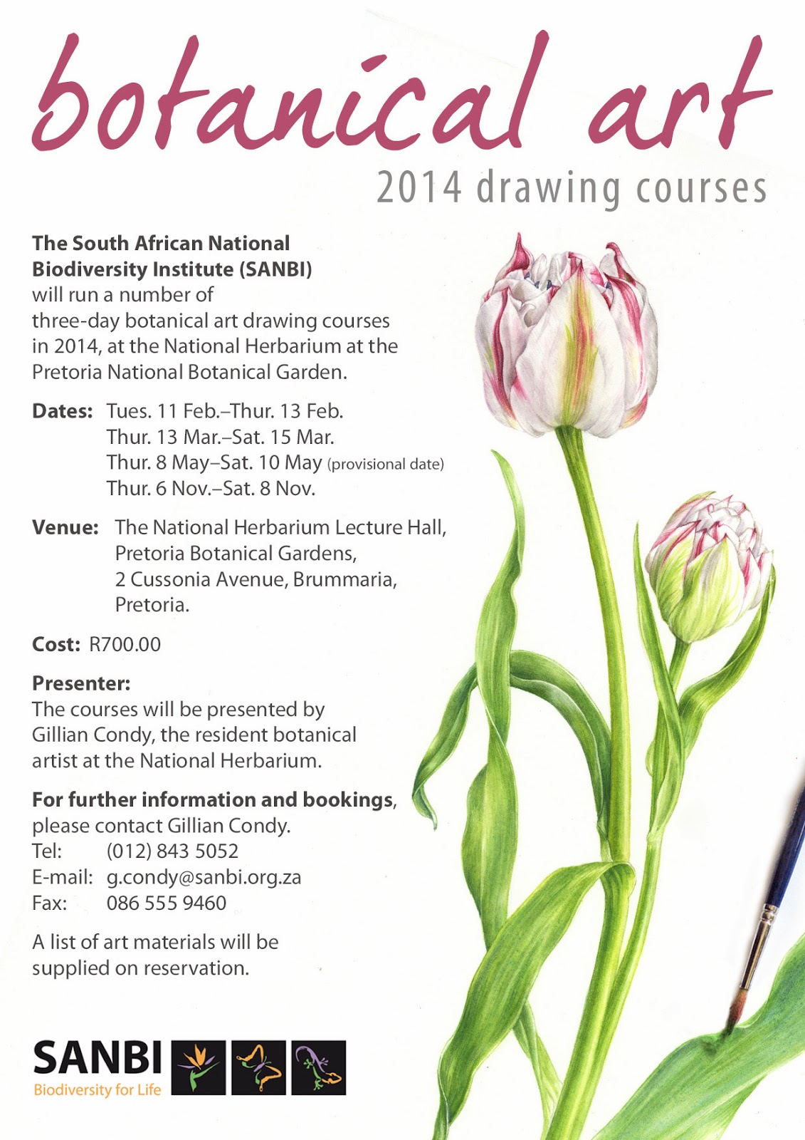 Botanical Artists Association of Southern Africa SANBI Botanical Art Drawing Courses for 2014
