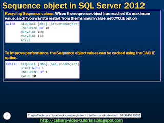 Sql server, .net and c# video tutorial: Sequence object in SQL Server 2012
