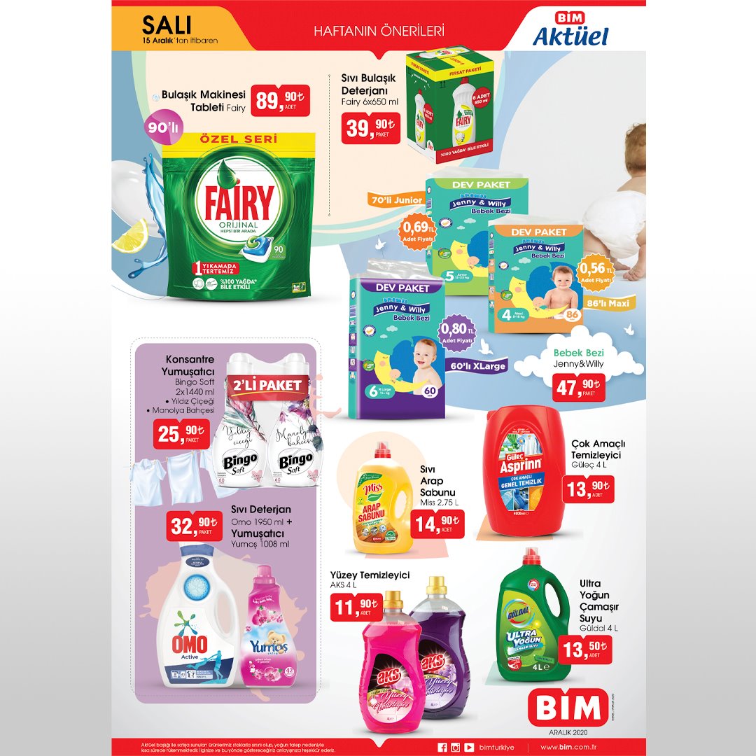 15 Aralık 2020 Salı BİM aktüel ürünler kataloğu