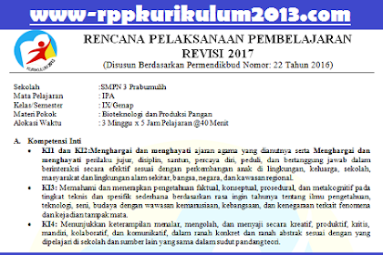 Download Rpp Ipa Kelas 9 Kurikulum 2013 Revisi 2017