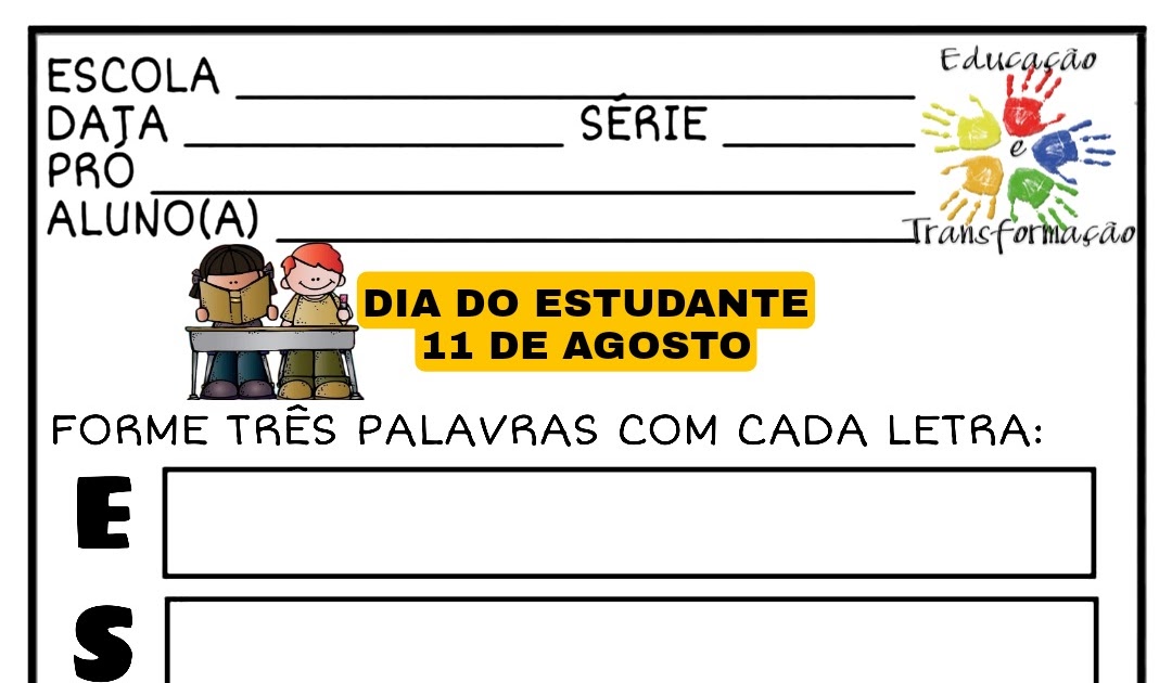Blog Educação e Transformação 👍Dia do Estudante acróstico