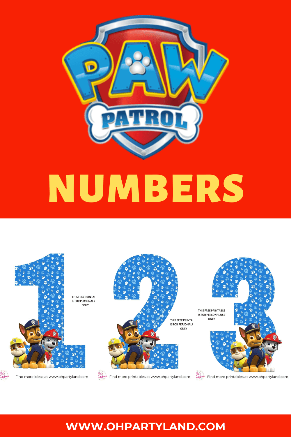 Paw Patrol Numbers Oh Partyland Paw Patrol Numbers Oh Partyland