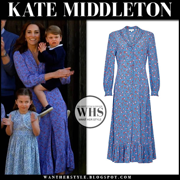 Kate Middleton in blue floral print midi dress on April 23 ~ I want her ...