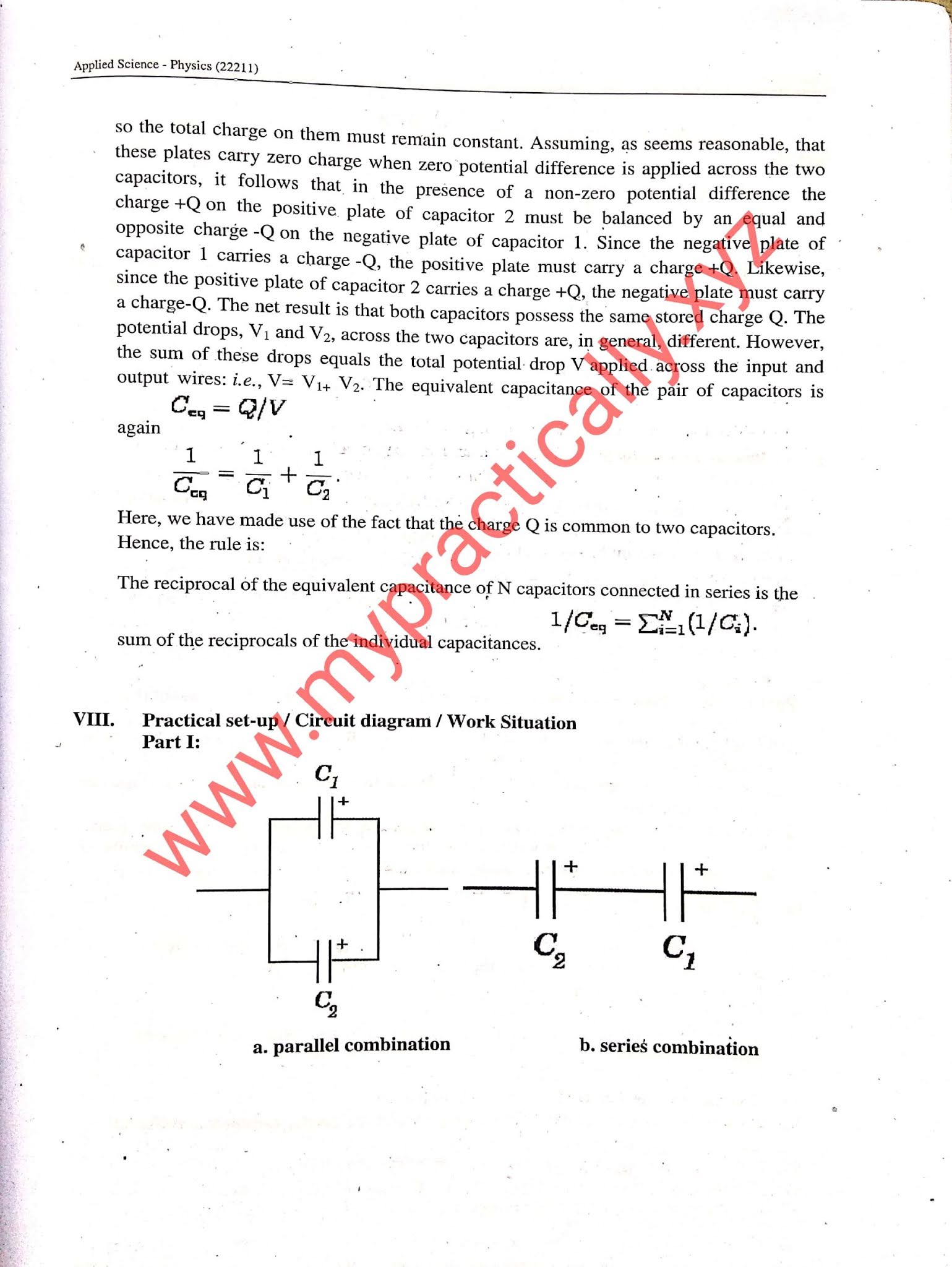 Capacitors Practical Answers First Year Applied Science Physics My