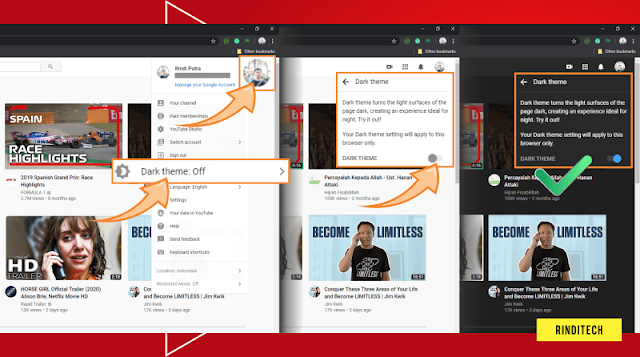 Cara Mengaktifkan Dark Mode di Youtube HP dan PC