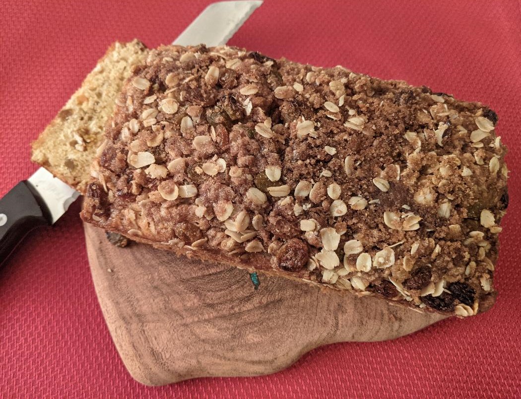 Ever Ready Oatmeal Raisin Quick Bread with Streusel Topping