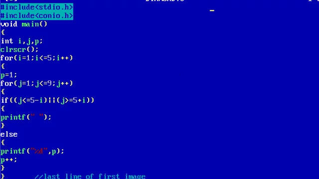 C program to print diamond pattern of numbers