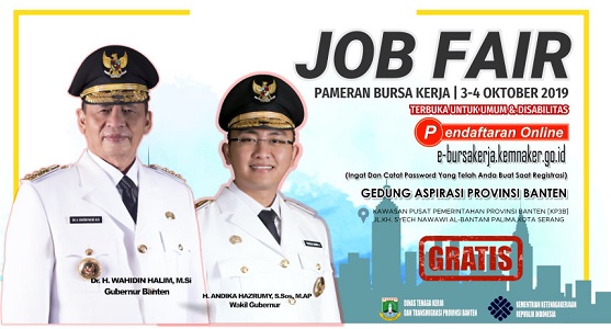 HUT Provinsi Banten Ke 19 Dinaker Provinsi Banten Gelar Job Fair Oktober 2019