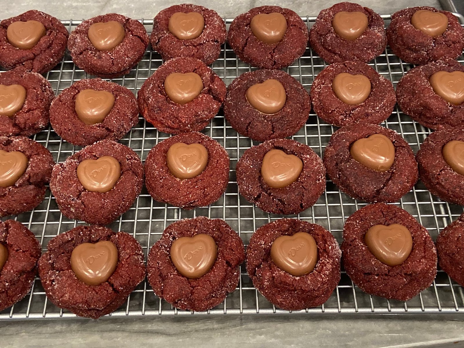 The Pastry Chef's Baking Red Velvet Sugar Cookies (with a chocolate heart center)