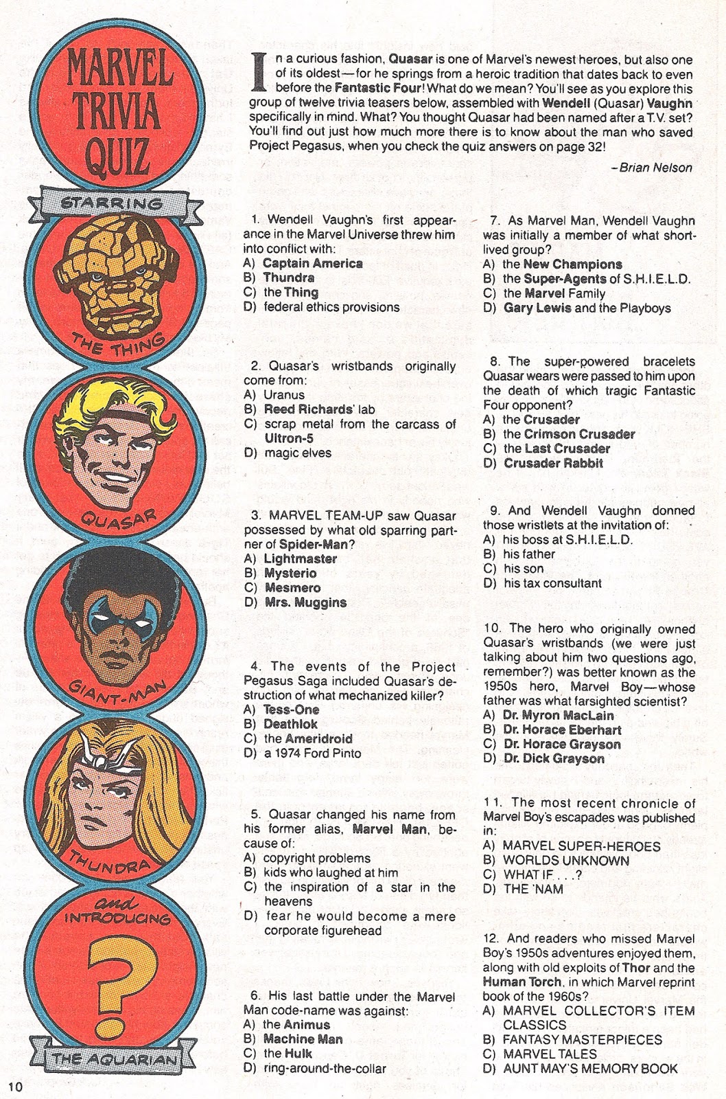 The Dork Review Marvel Trivia without Answers )