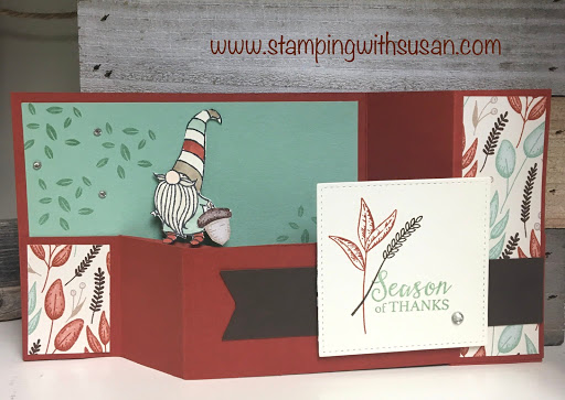 Stampin' Up!, Gilded Autumn, Gather Together, Beautiful Autumn, Gnome For The Holidays, www.stampingwithsusan.com, Fun Fold,