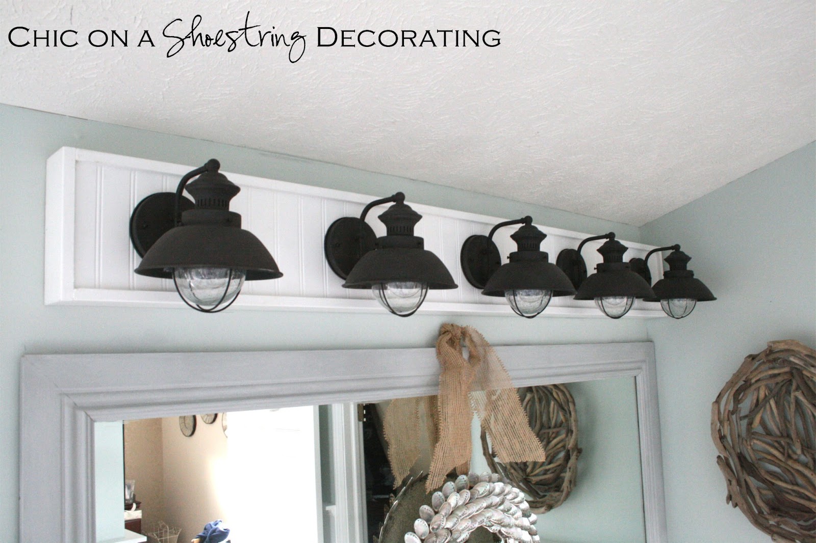 Chic On A Shoestring Decorating How To Build A Bathroom Light Fixture