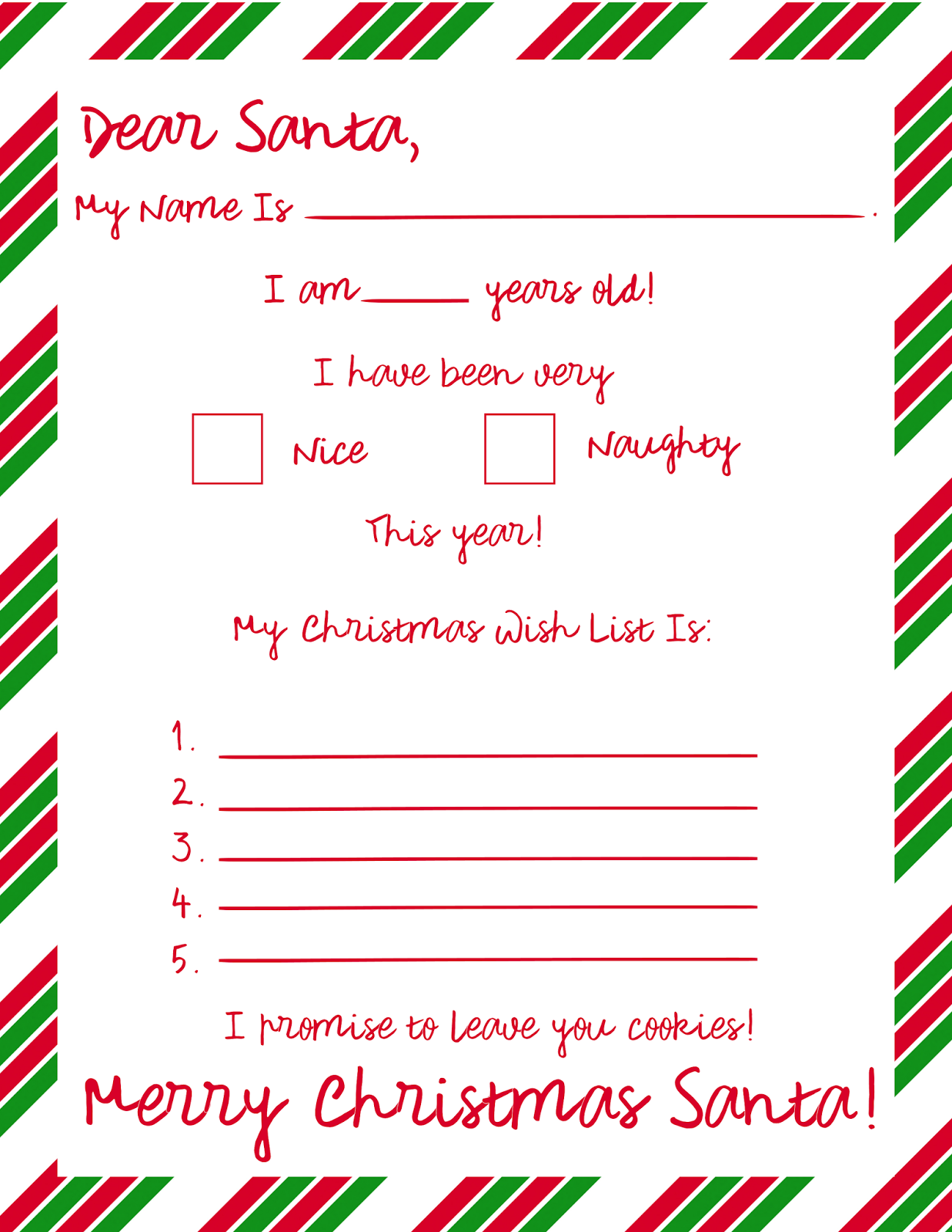 FREE Dear Santa Letter Printables The Small Things