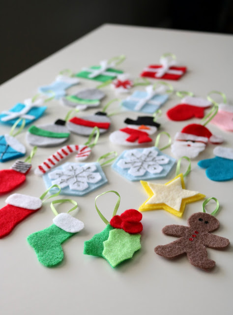 Felt advent calendar ornaments PDF pattern