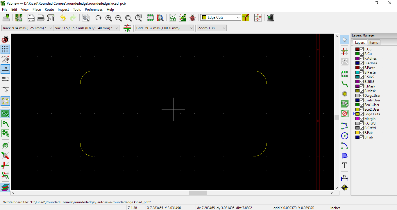 Designing round Corners PCB with KICAD