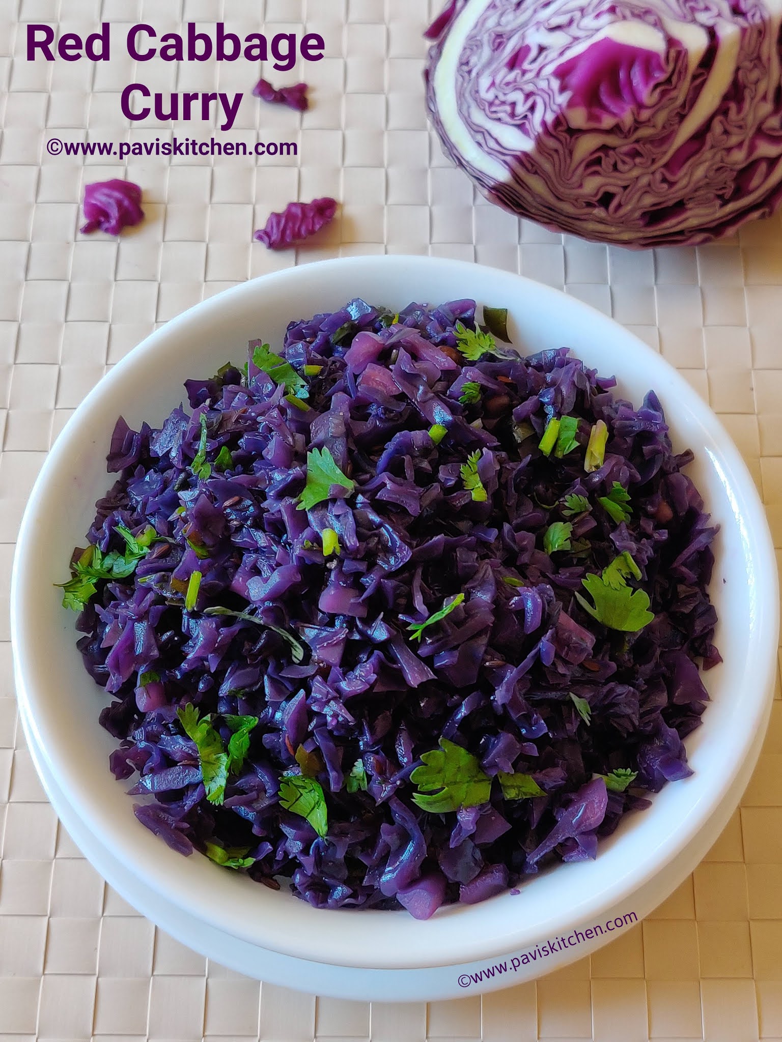 Red cabbage curry recipe | Indian red cabbage poriyal | purple cabbage poriyal recipe