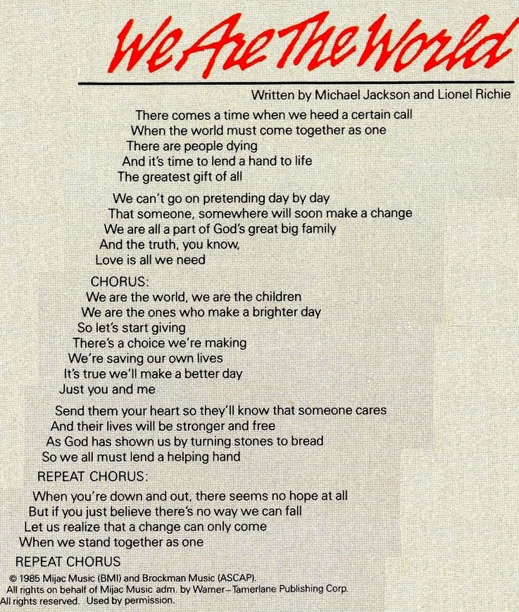 Текст песен michael jackson. We are the World текст. We are the World we are the children текст. Песня we are the World текст. Текст песни цу ФКУ еру цщкдв.