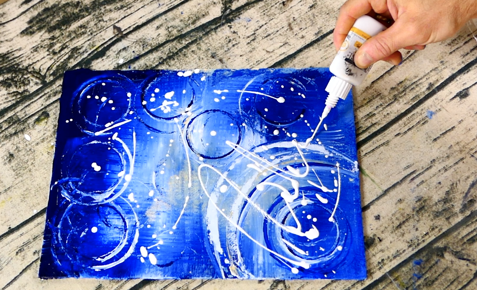 Rain Water Ripples, Abstract Painting Plastic Plates