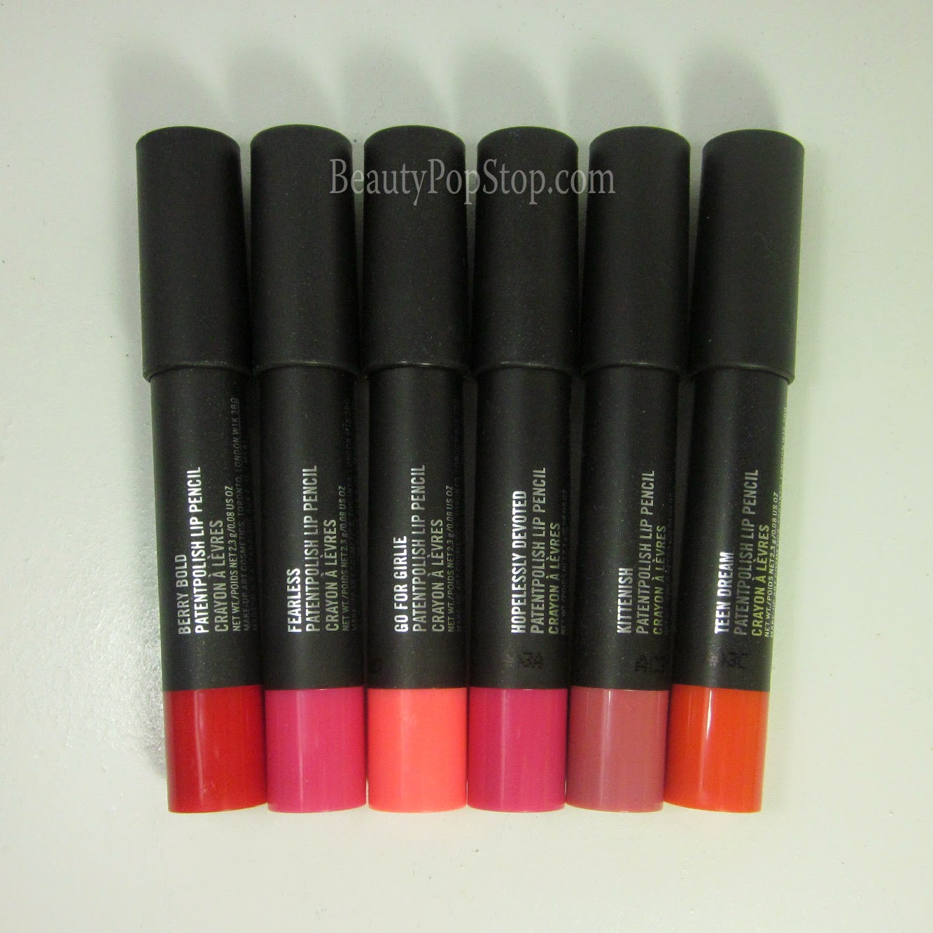 mac patentpolish lip pencil swatches and review