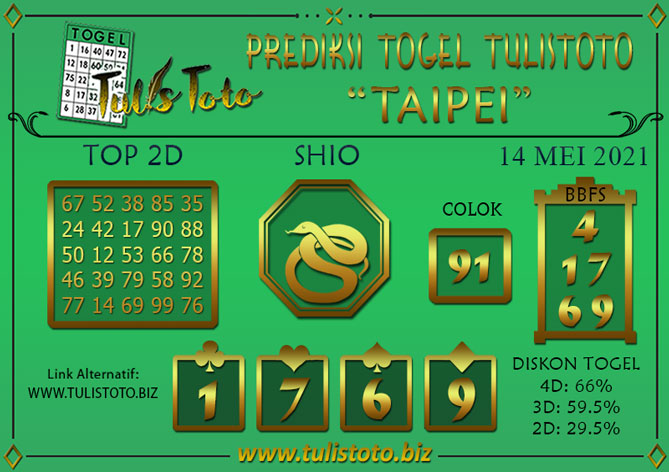 Prediksi Togel TAIPEI TULISTOTO 14 MEI 2021