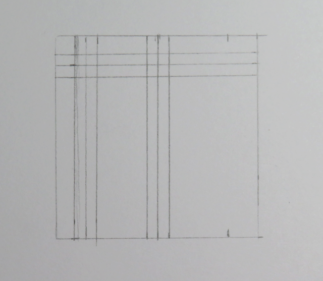 Dibujo de otras tres líneas verticales equidistantes de las otras tres