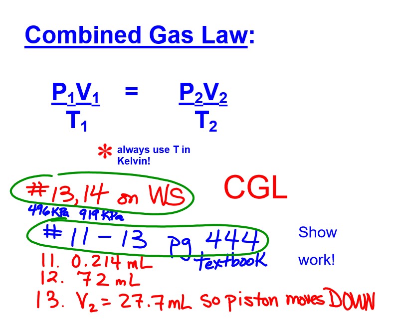 Chemistry Honors Went over Homework Problems; Notes and Practice