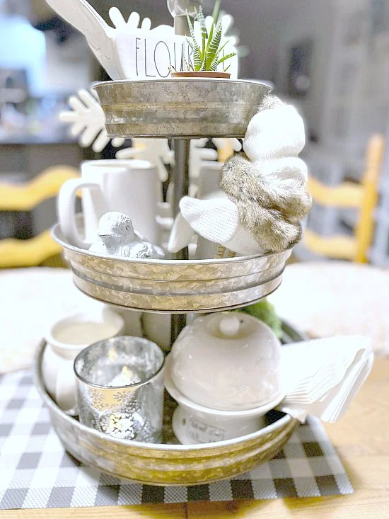 Decorate a Tiered Tray for Winter