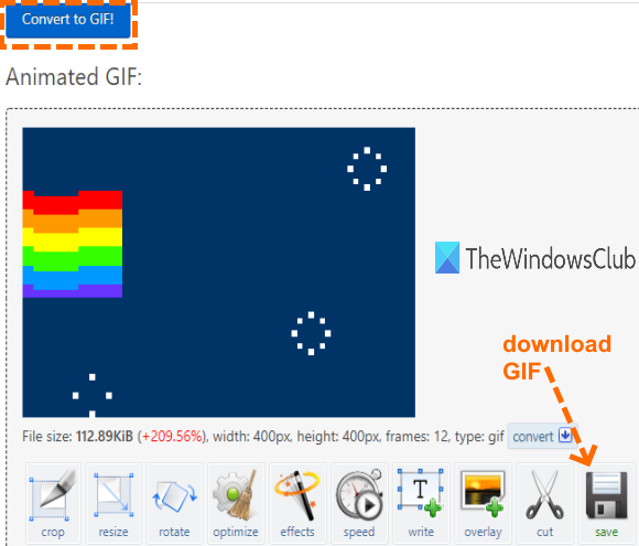 convertir entrada y descargar gif