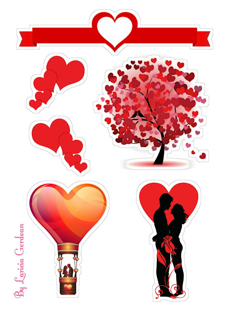Couple with Air Balloon: Free Printable Cake Toppers.