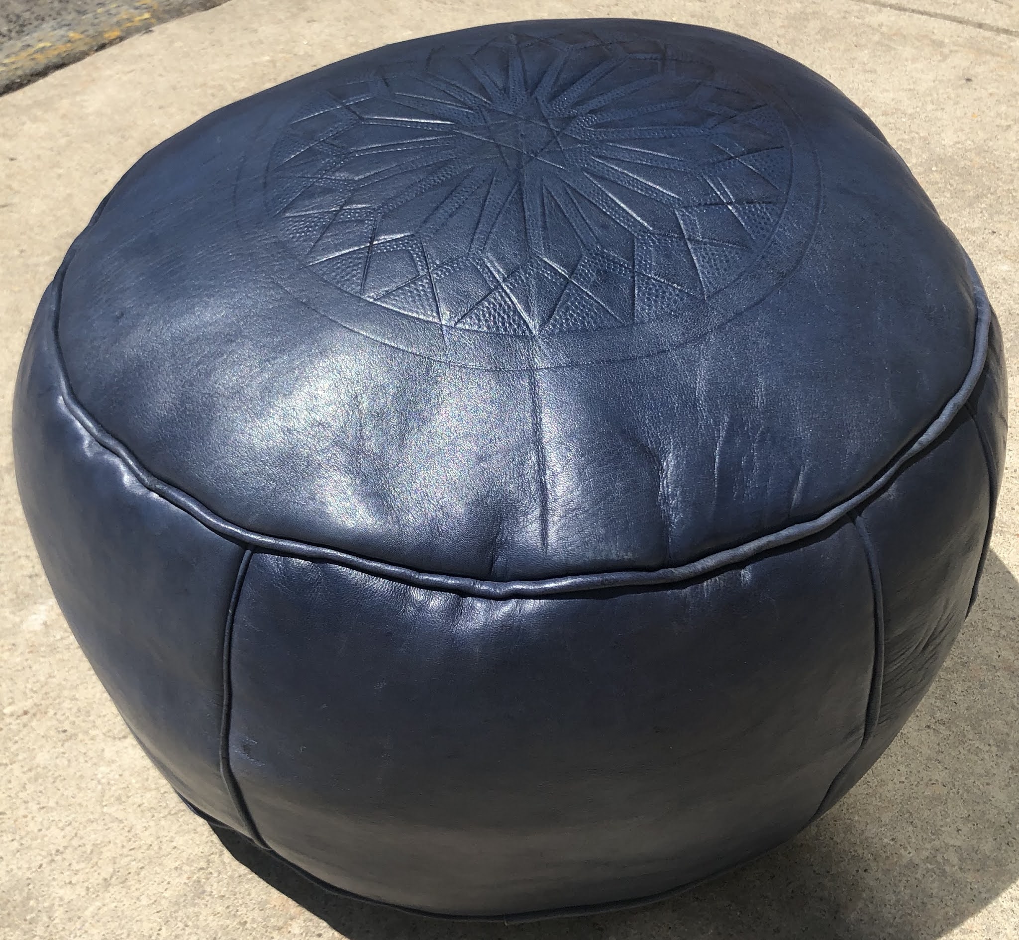 Uhuru Furniture & Collectibles 474086 Navy Blue Pouf Ottoman 65 SOLD