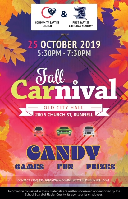 fall carnival bunnell flagler county family fun fall carnival flyer