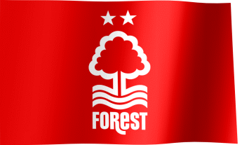 The waving flag of Nottingham Forest F.C. with the logo (Animated GIF)