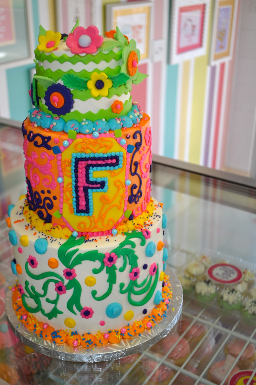 Leah's Sweet Treats: Funky Whimsical Baby Shower Cake