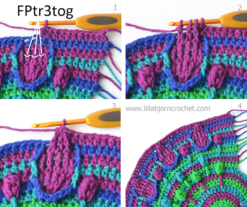Part 3 of Peacock Tail Bag CAL. Free crochet pattern and original design by Lilla Bjorn.