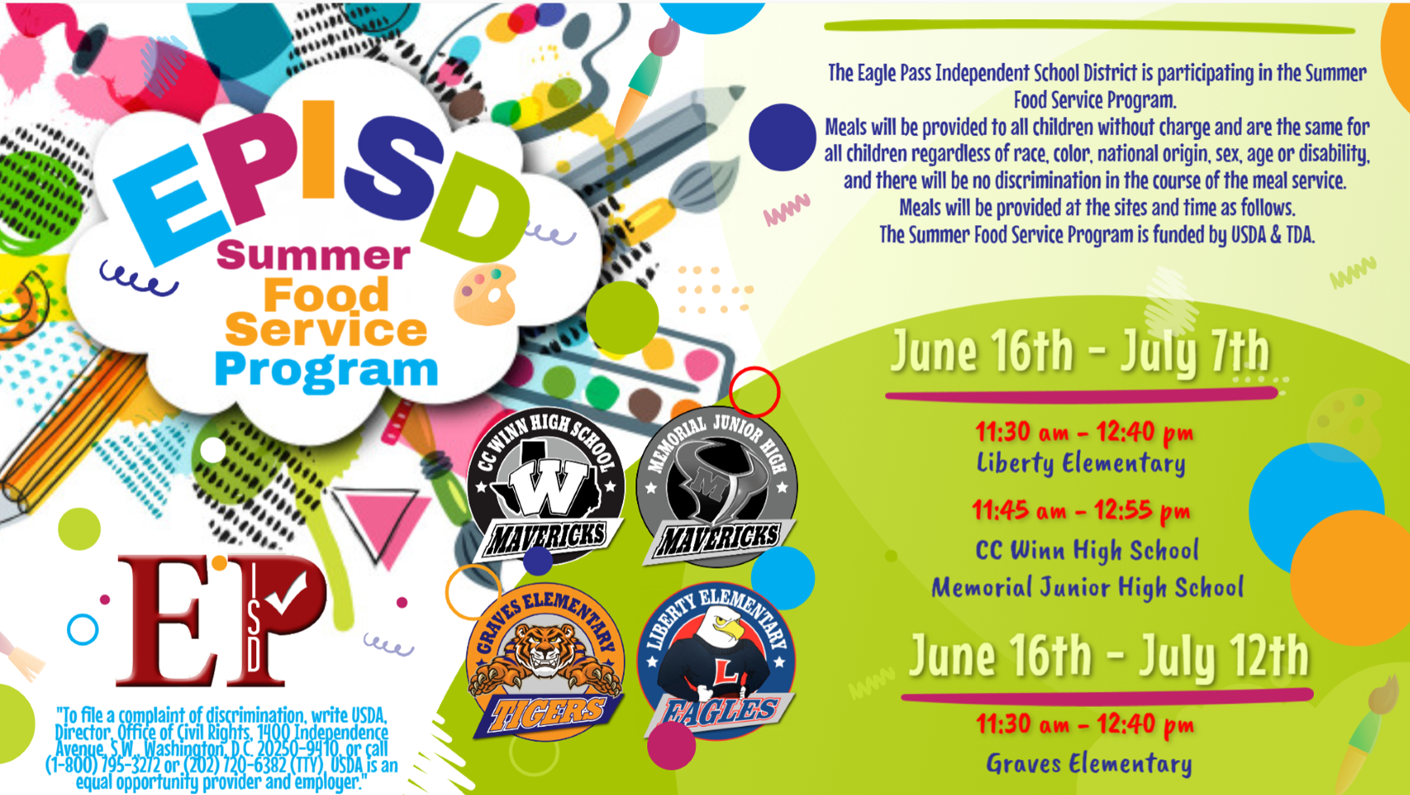 Eagle Pass ISD iVision EPISD SUMMER FOOD SERVICE PROGRAM