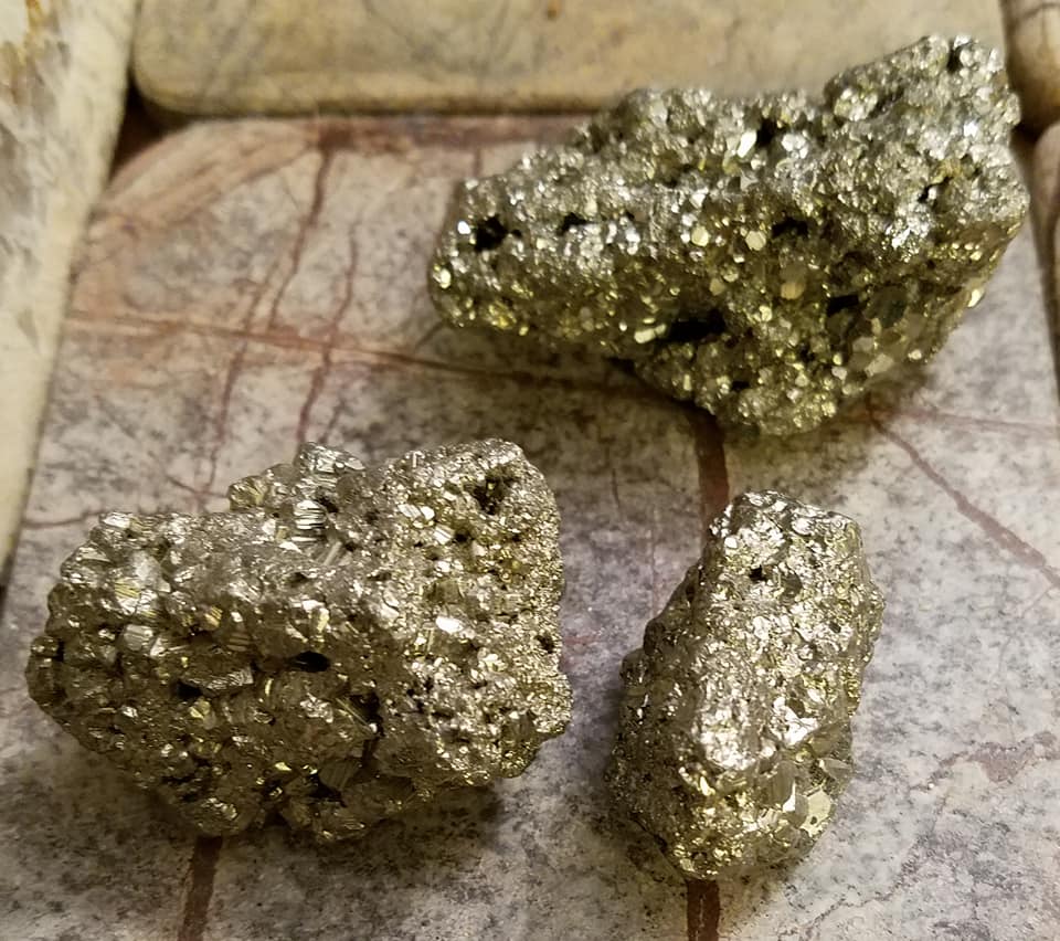 Pyrite 3 Small Pyrite Specimens (Fool’s Gold)