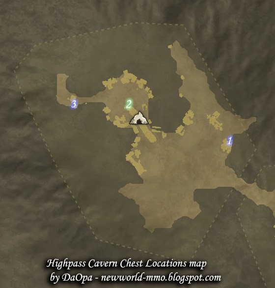 New World Highpass Cavern chest locations