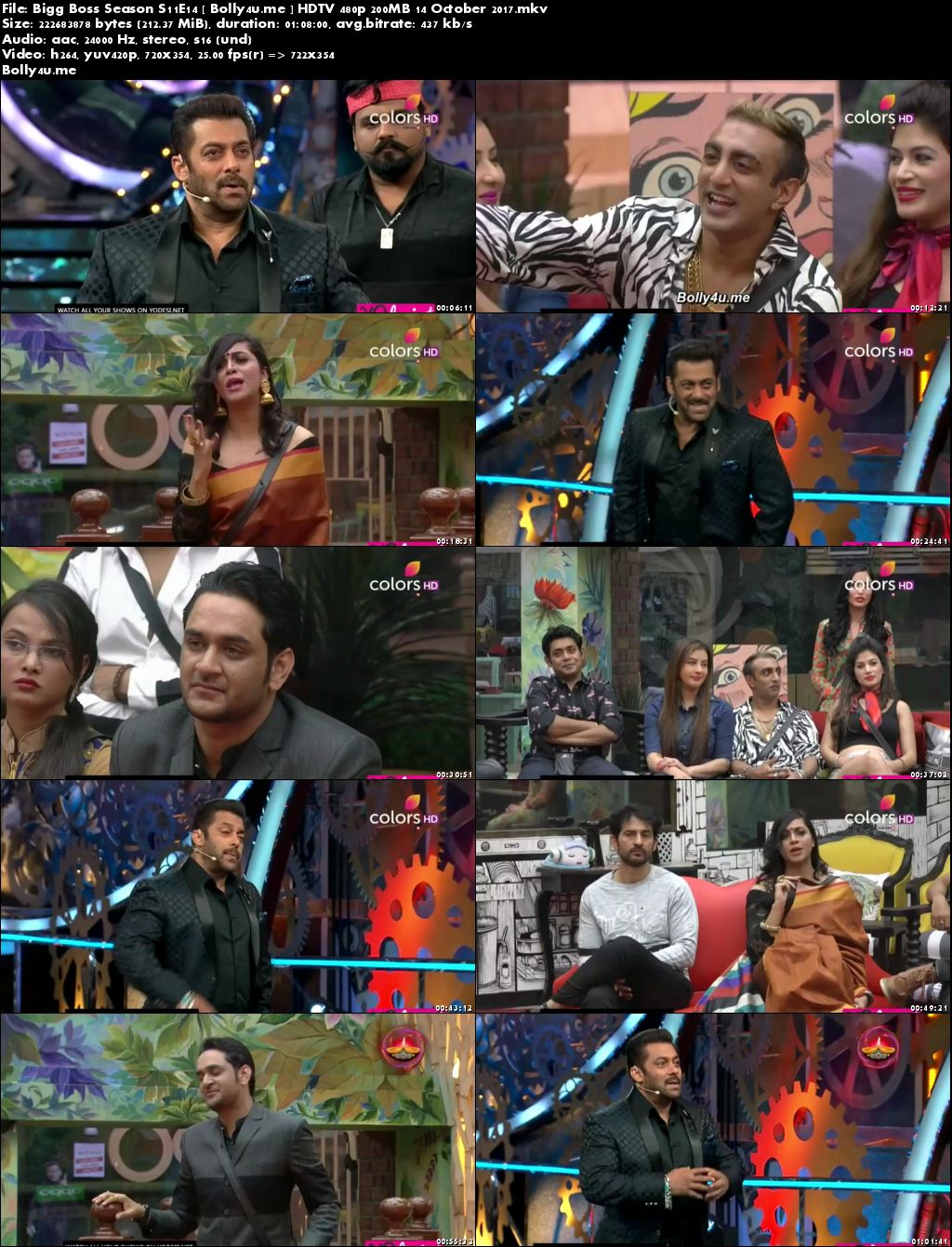 Bigg Boss Season S11E14 HDTV 480p 200MB 14 October 2017 Download