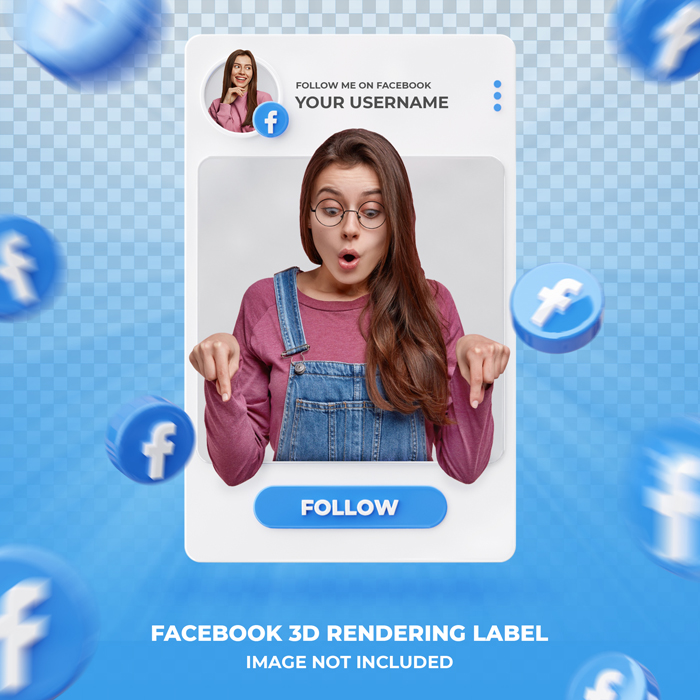 Banner Icon Profile On Facebook 3D Rendering Label Template