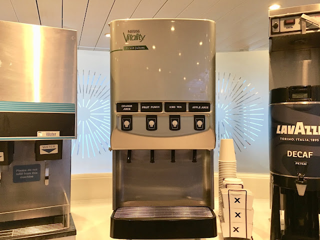 Cold drinks and coffee machines on a cruise ship.