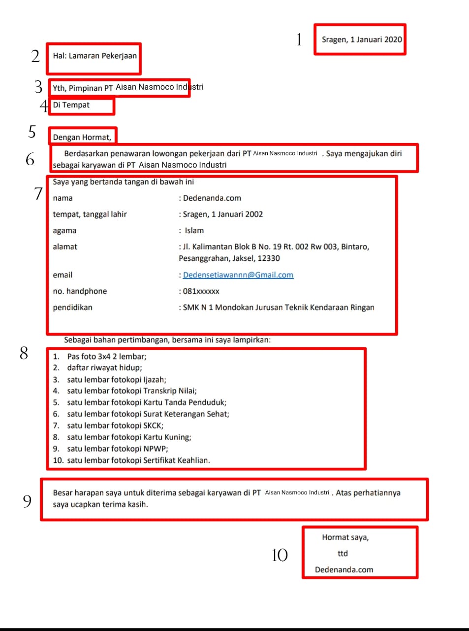 Cara Menulis Surat Lamaran PT ANI Aisan Nasmoco Industri