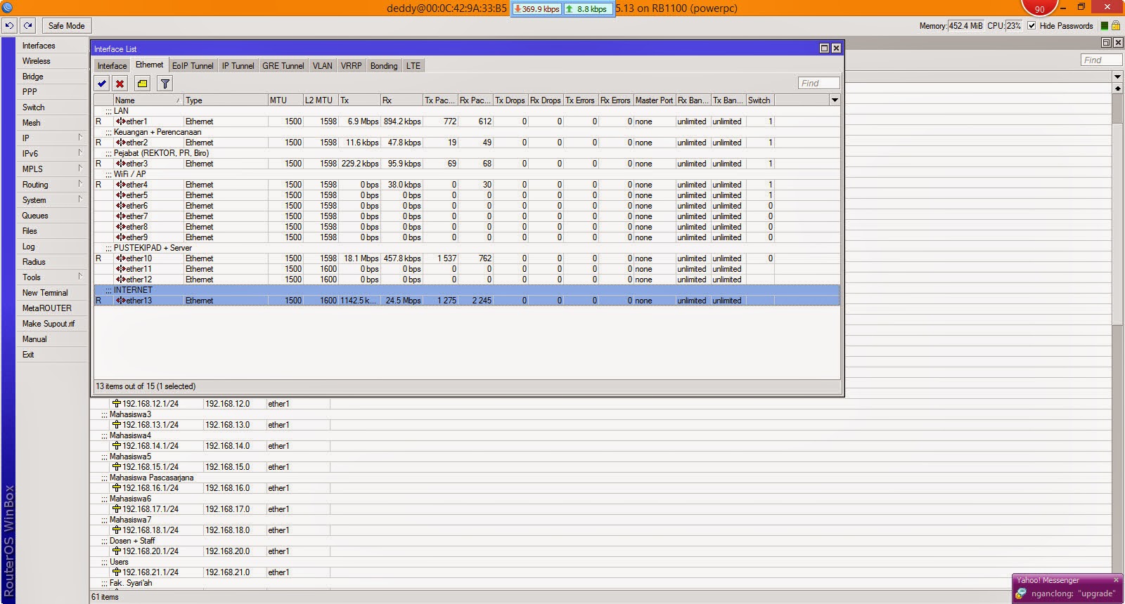 Upgrade Mikrotik RB1100 v6.21.1